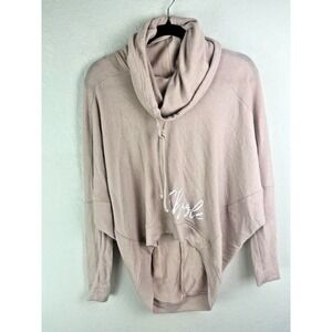 Sundown Soft Lounge Pink Chizzle Cozy Time Funnel Neck Top Pink Sz Medium